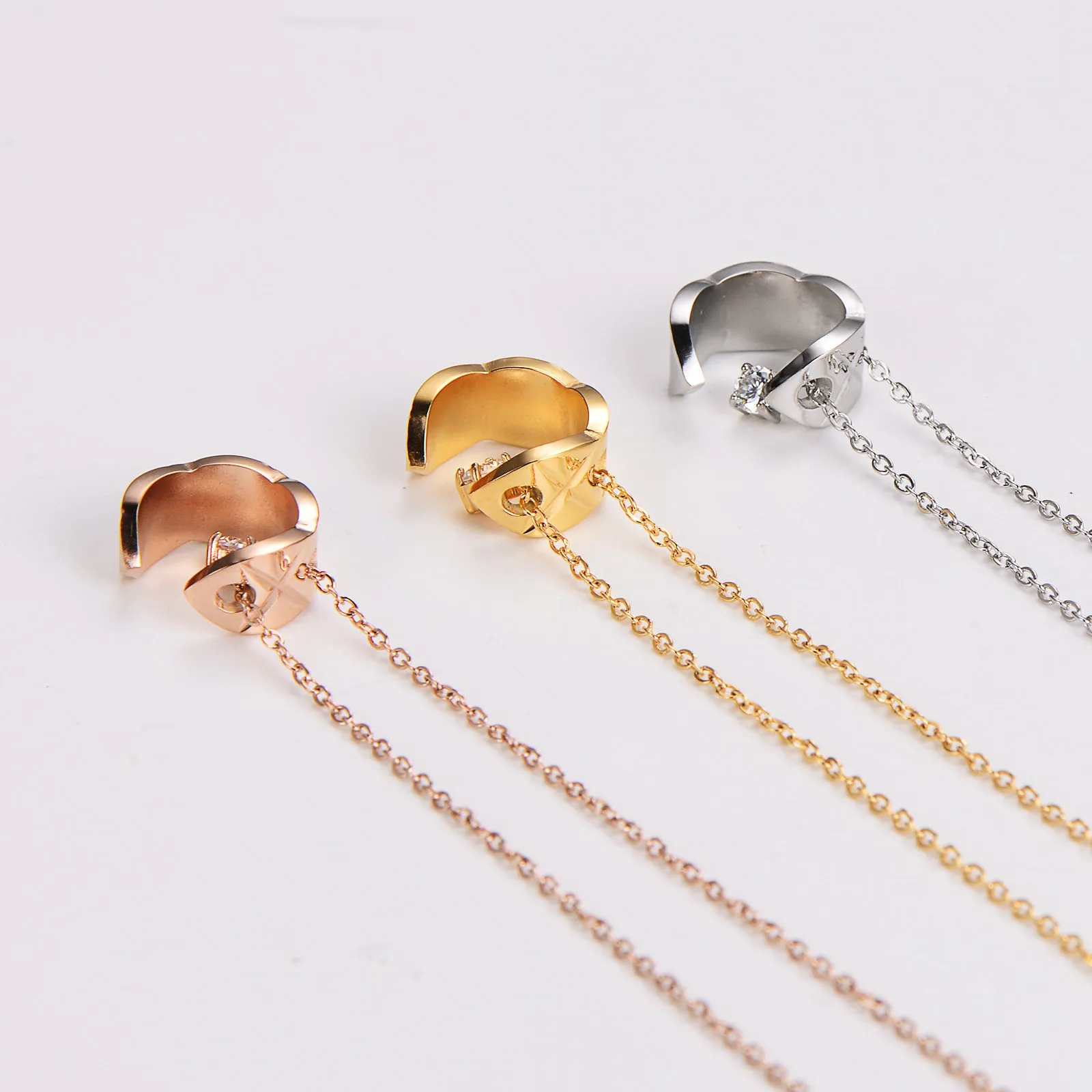 Minimalist Checkered Stainless Steel Electroplating Necklaces