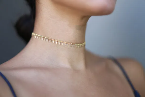 Minimalist embossed copper necklace