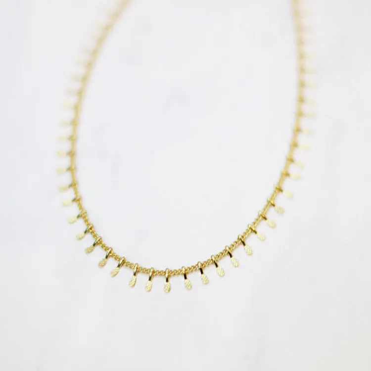Minimalist embossed copper necklace