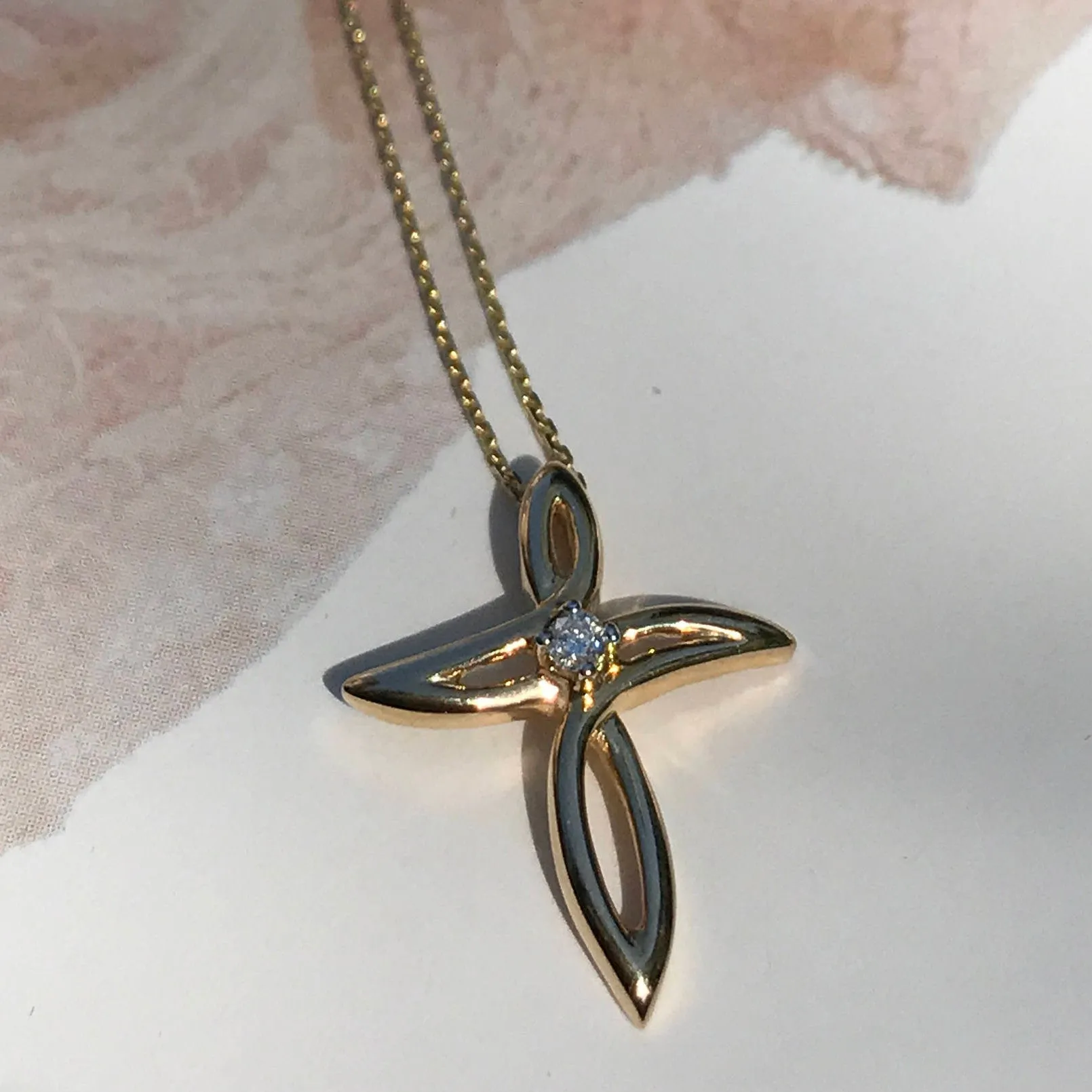 Minimalist Gold Cross with Diamond