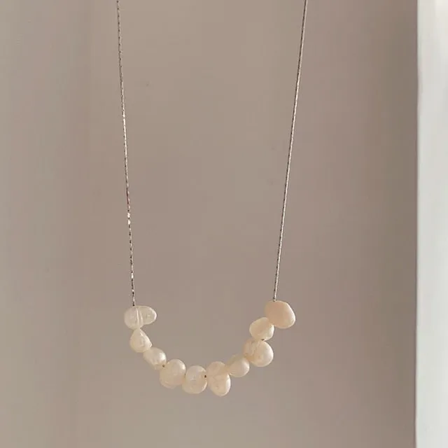 Minimalist Gold Plated / Silver Natural Pearl Choker Necklace
