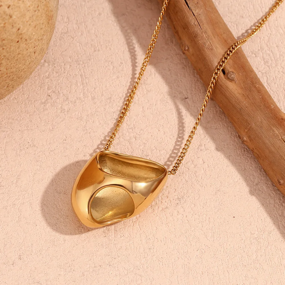 Minimalist Irregular Geometric Stainless Steel 18K Gold Plated Necklaces