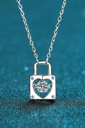 Minimalist Moissanite Lock Pendant Necklace