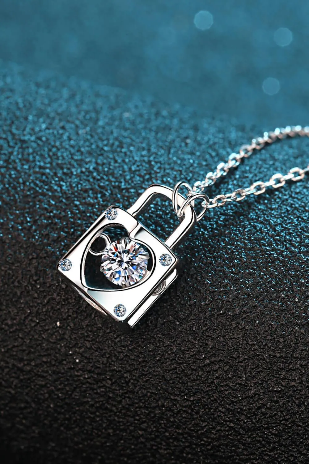 Minimalist Moissanite Lock Pendant Necklace