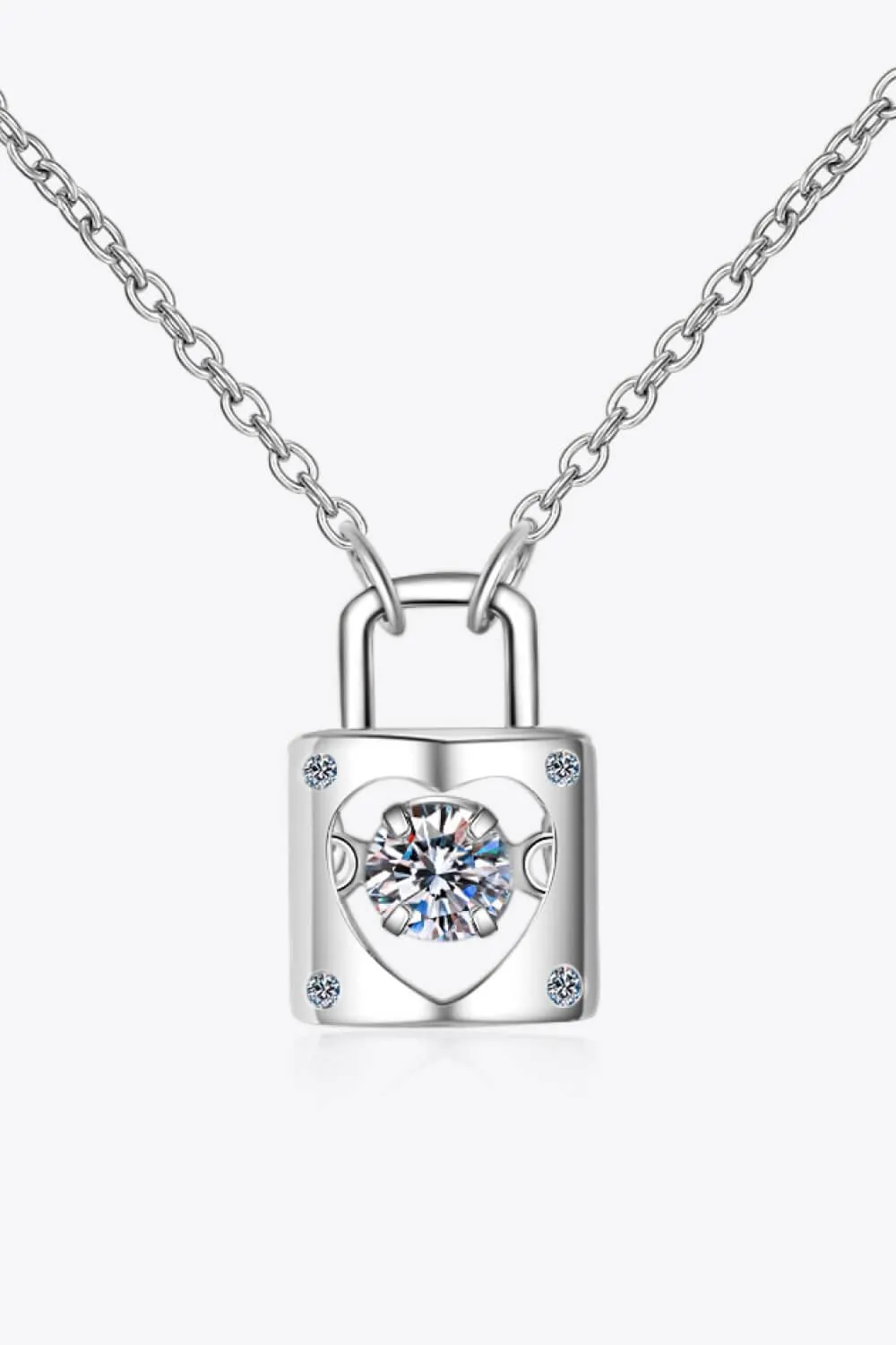 Minimalist Moissanite Lock Pendant Necklace