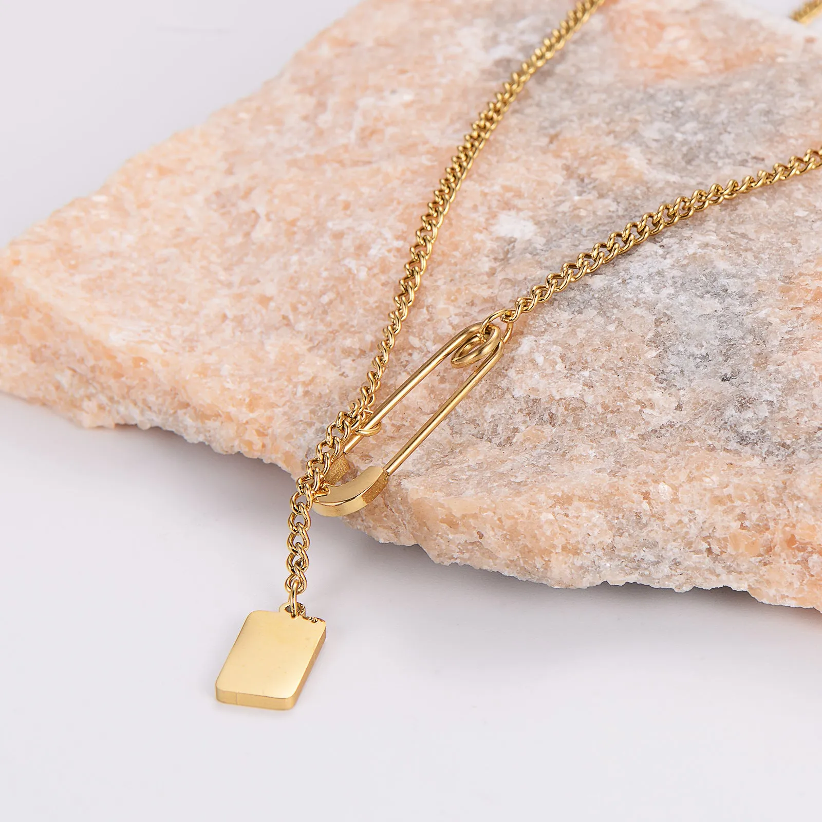 Minimalist Quadrilateral Circle U-Shape Stainless Steel Electroplating Necklaces