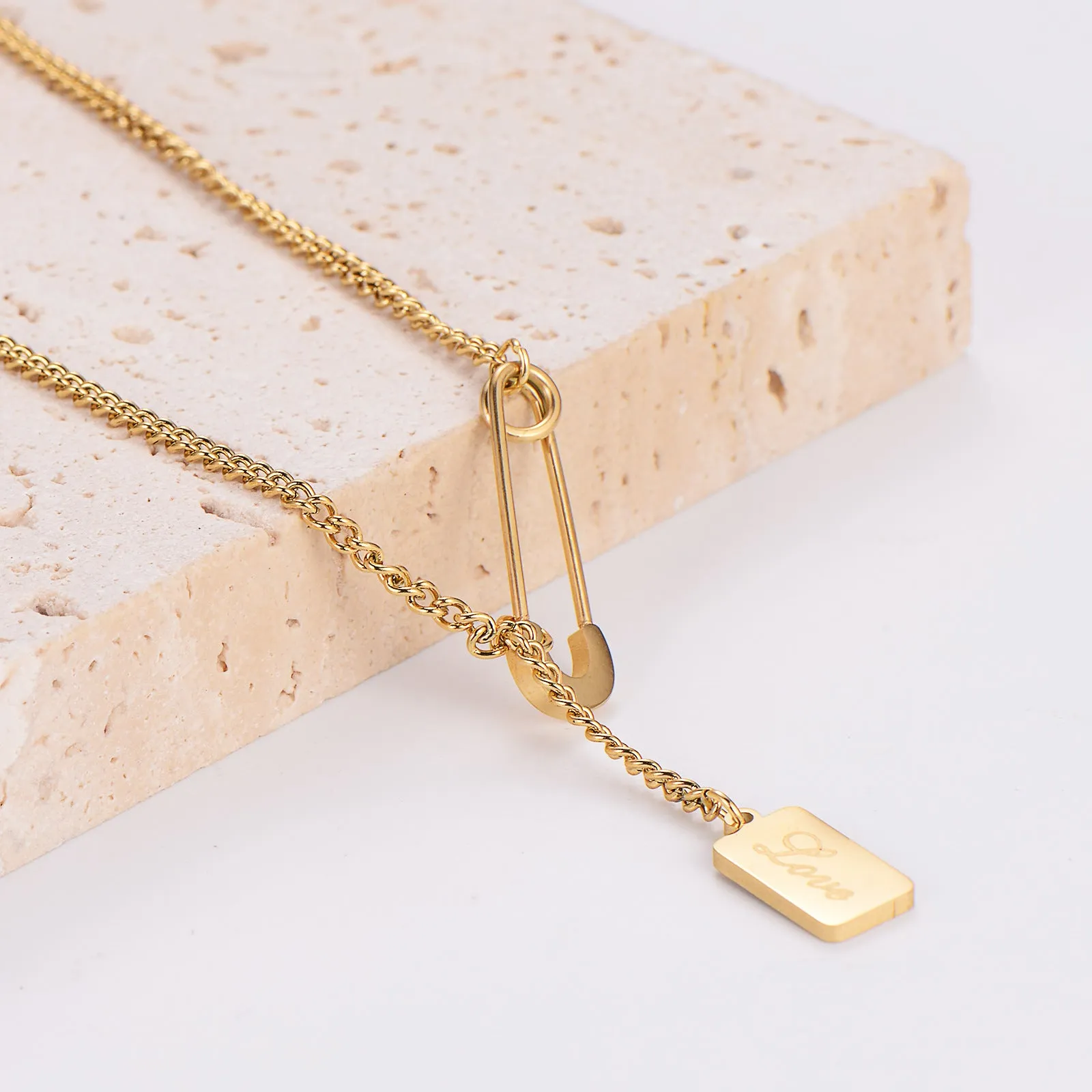 Minimalist Quadrilateral Circle U-Shape Stainless Steel Electroplating Necklaces