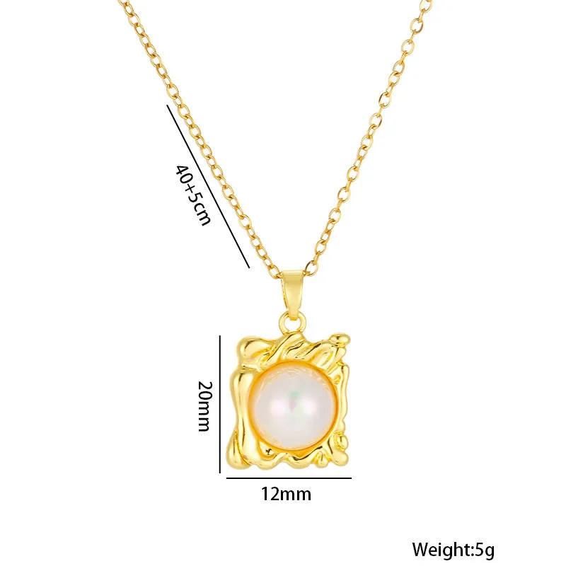 Minimalist Quadrilateral Geometric Titanium Steel Electroplating Necklaces