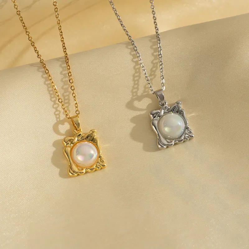 Minimalist Quadrilateral Geometric Titanium Steel Electroplating Necklaces