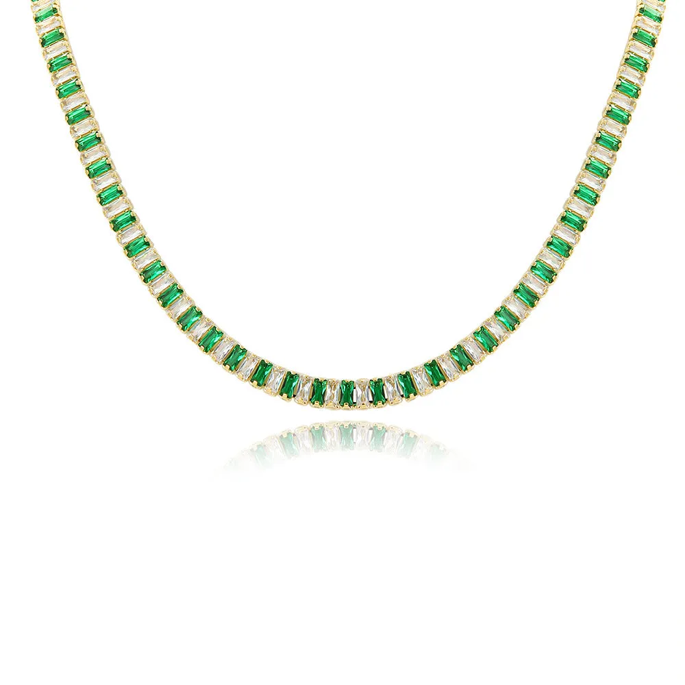 Minimalist Quadrilateral Geometric Zircon Diamond Inlay Necklaces