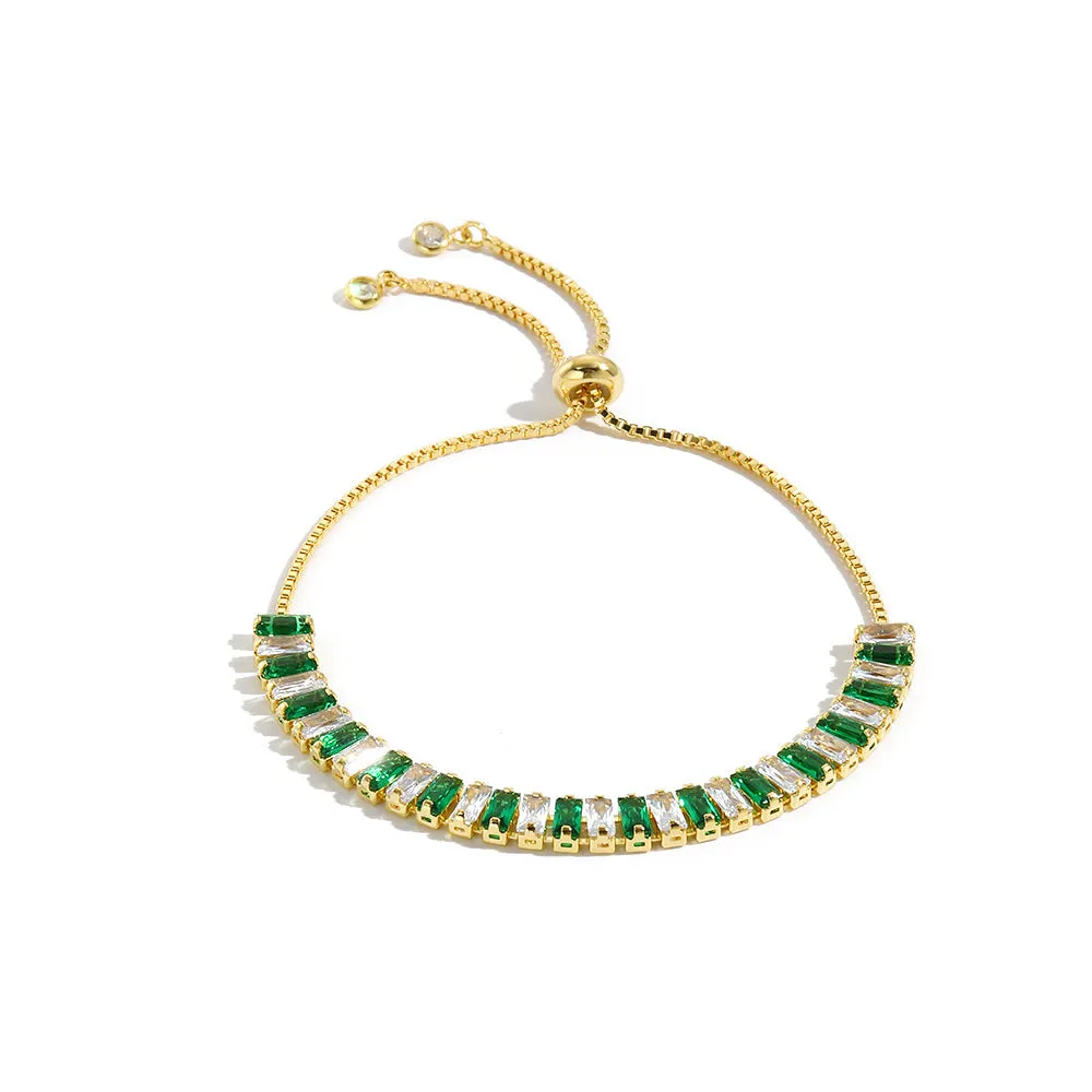 Minimalist Quadrilateral Geometric Zircon Diamond Inlay Necklaces
