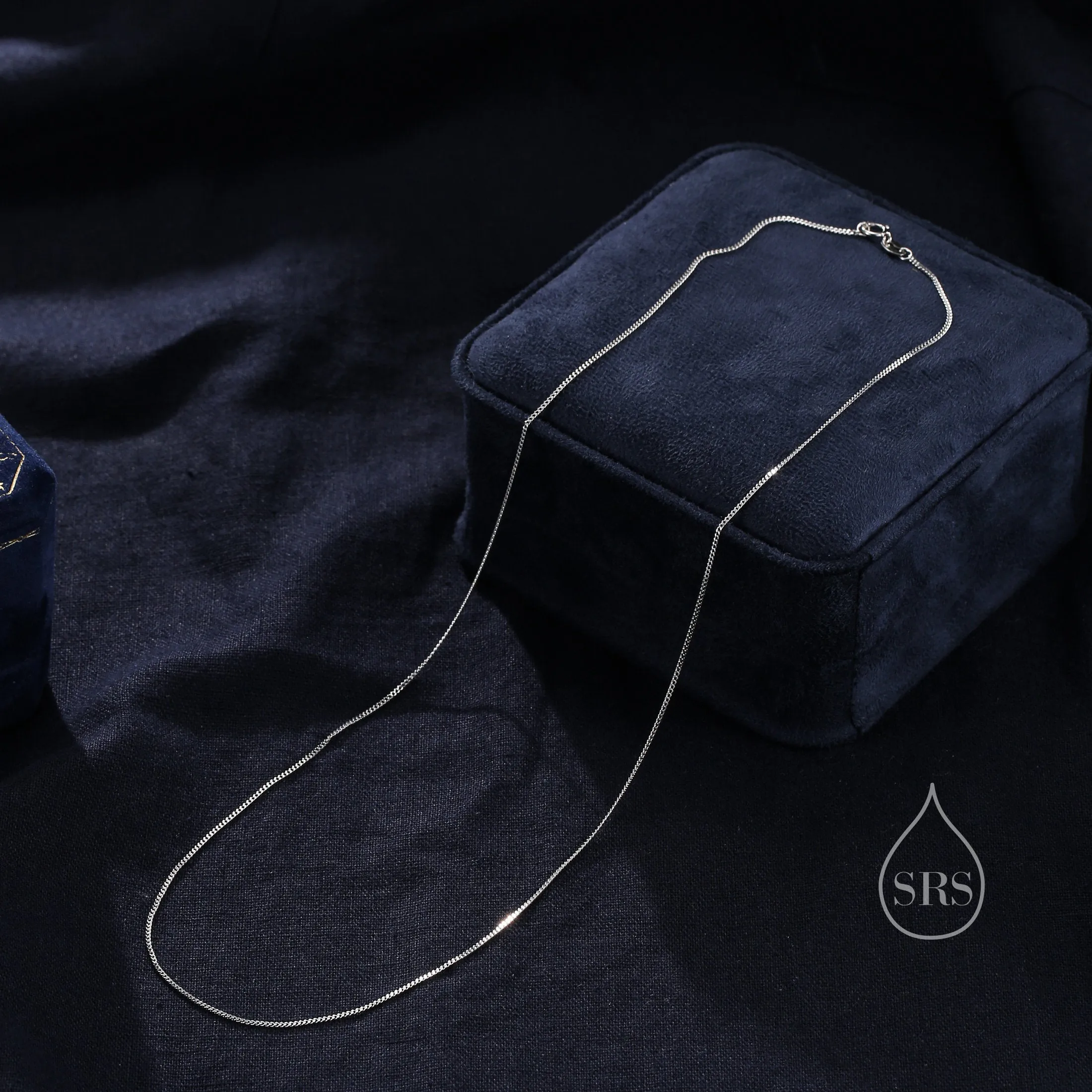 Minimalist Skinny Curb Chain Choker Necklace in Sterling Silver, Available in Three Lengths, Silver or Gold, Skinny and Delicate Necklace