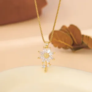 Minimalist Sunflower Stainless Steel Electroplating Necklaces