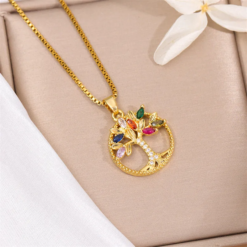 Minimalist Tree Stainless Steel Electroplating Necklaces