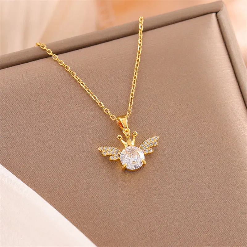 Minimalist Wing Stainless Steel Electroplating Necklaces