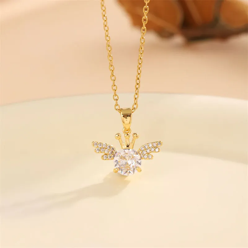 Minimalist Wing Stainless Steel Electroplating Necklaces