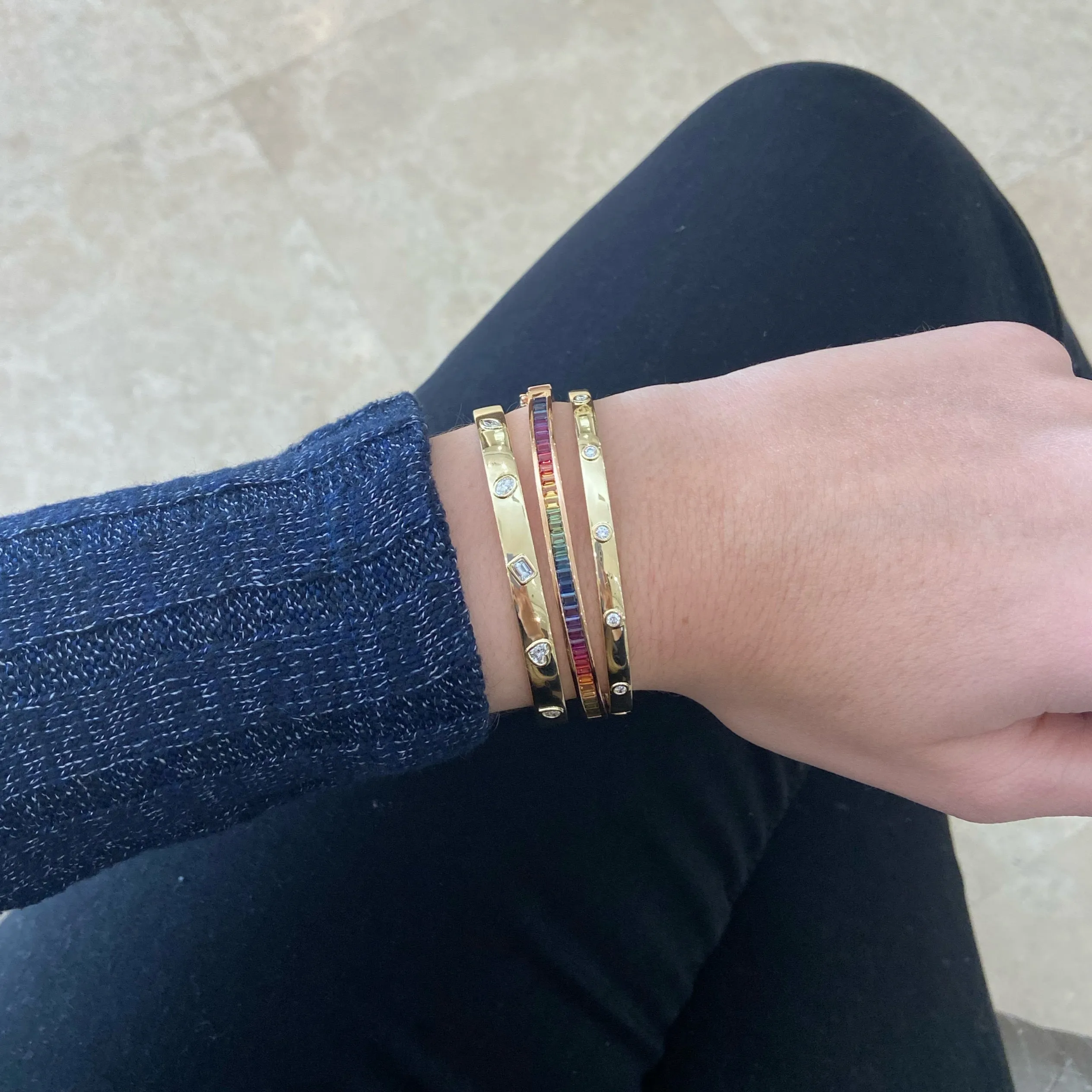 Mixed Shape Diamonds Bangle