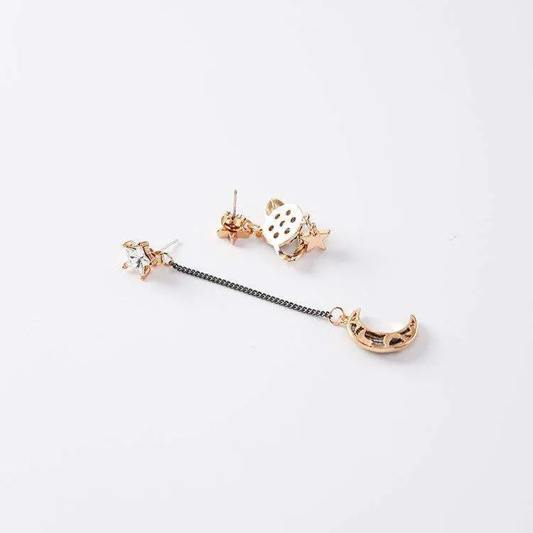 Moon, Stars celestial earrings
