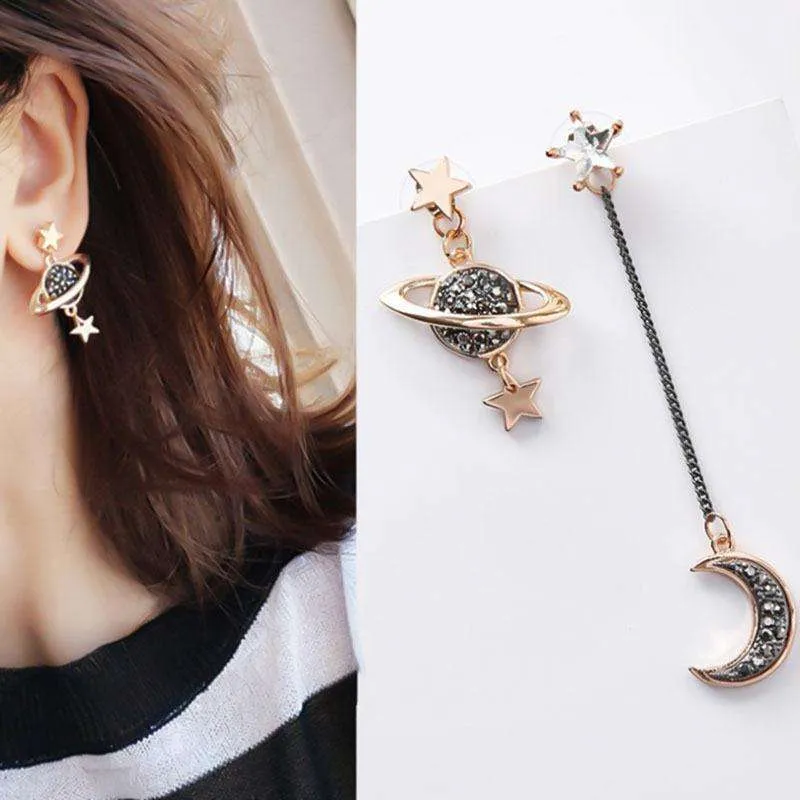 Moon, Stars celestial earrings