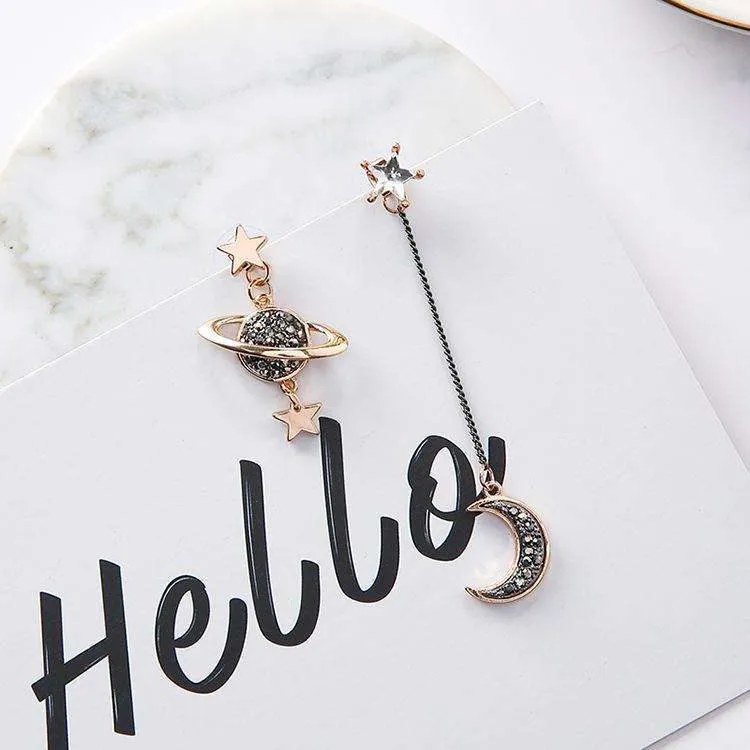 Moon, Stars celestial earrings