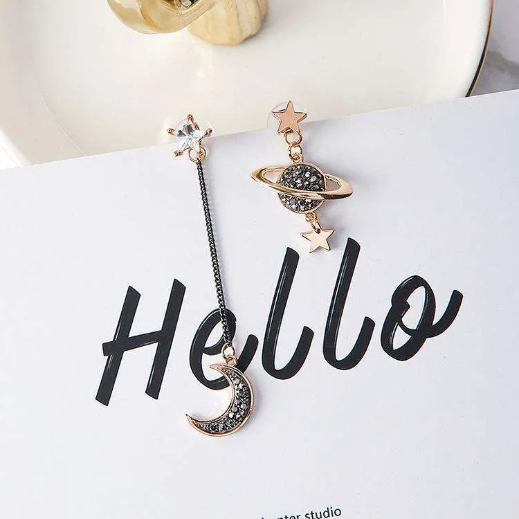Moon, Stars celestial earrings