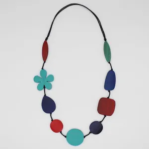 Multi Color Blossom Wood Necklace