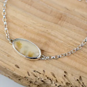 No.5 - Seaweed Silver Dendritic Agate Bracelet