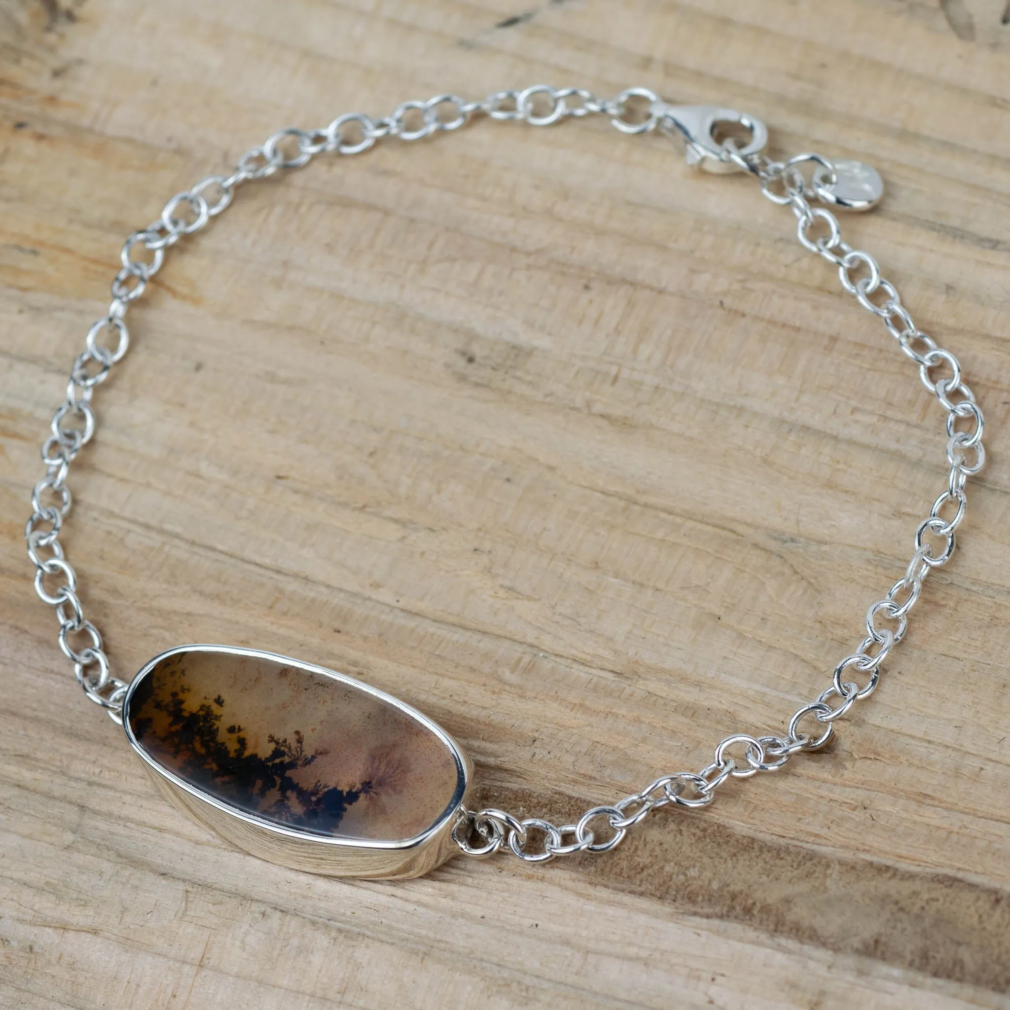 No.621 - Seaweed Silver Dendritic Agate Bracelet