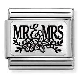 Nomination Classic Link with 'Mr & Mrs' Flower