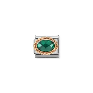 Nomination Composable Link Rope, Faceted Emerald Green Cubic Zirconia, 9K Rose Gold