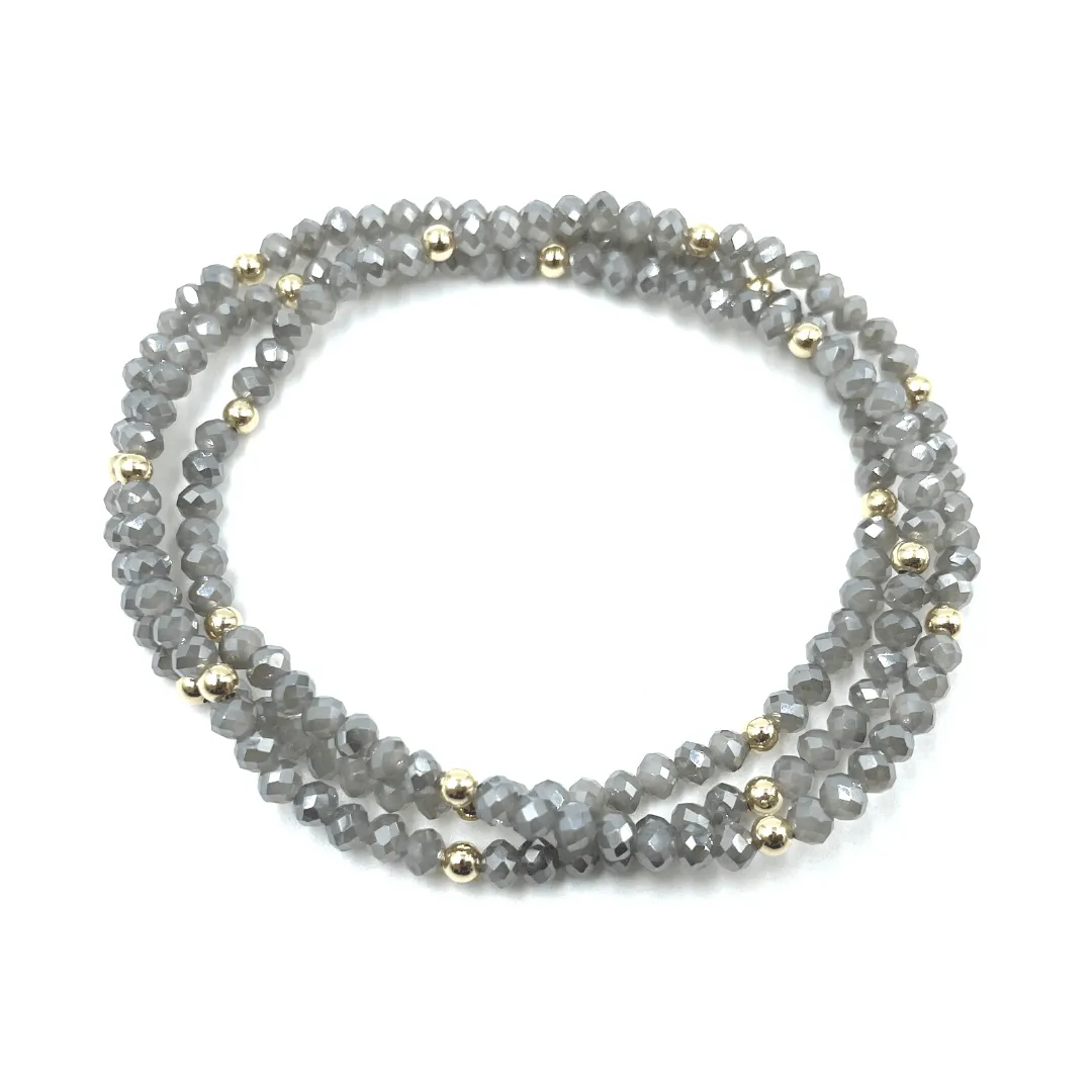 OG Shimmer Bracelet Stack in Light Gray   Gold Filled