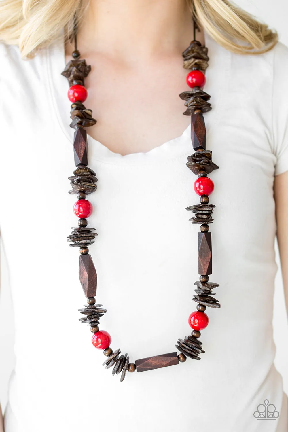 Paparazzi Cozumel Coast Red Long Necklace - P2SE-RDXX-197XX