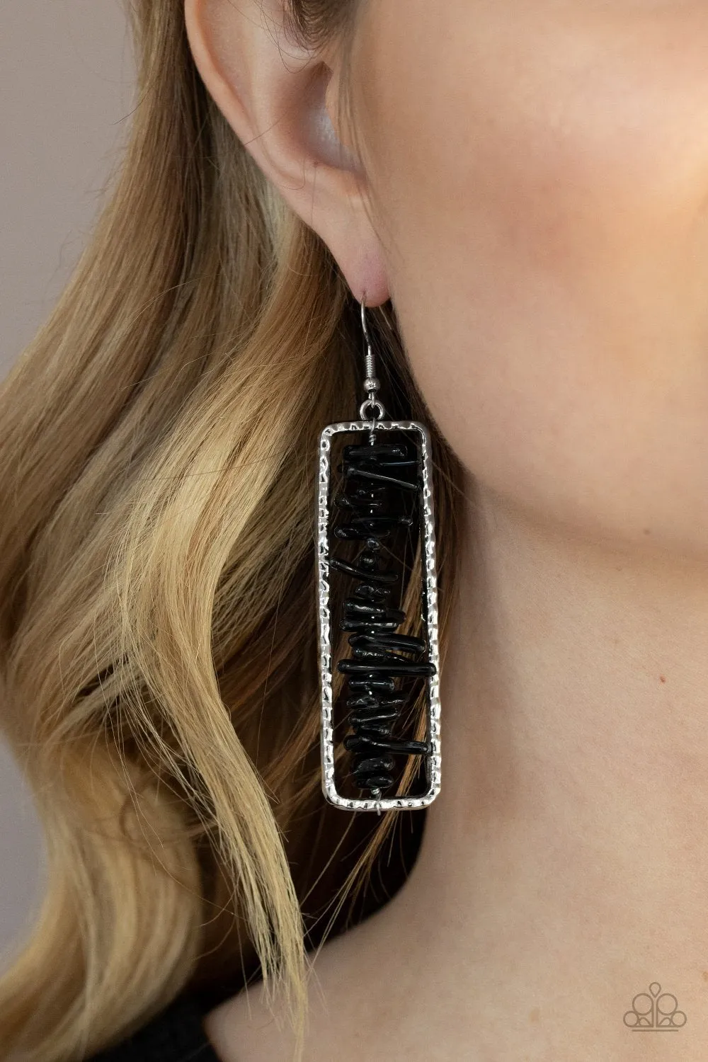 Paparazzi Don't Quarry Be Happy Black Fishhook Earrings