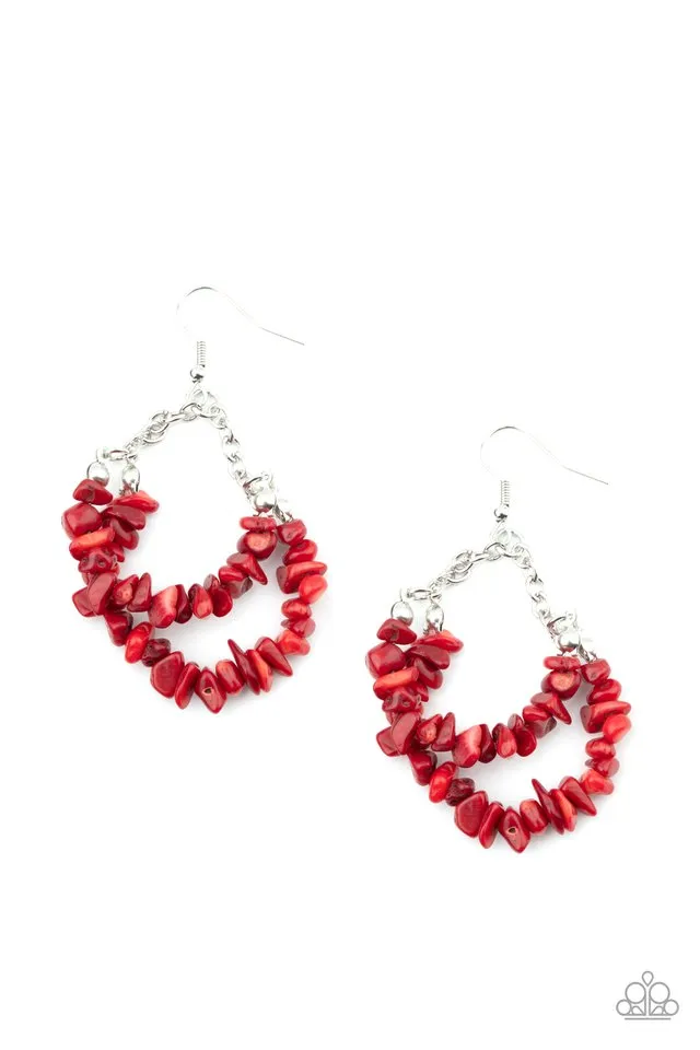 Paparazzi Earring ~ Rainbow Rock Gardens - Red