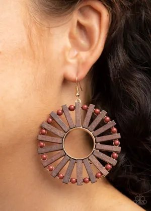 Paparazzi Earring ~ Solar Flare - Brown