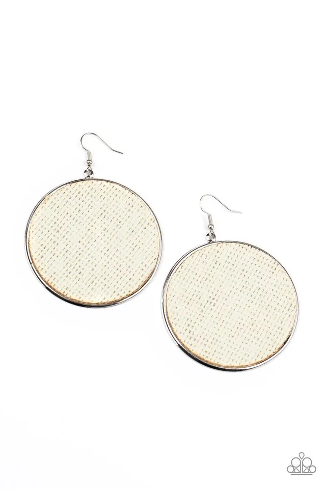 Paparazzi Earring ~ Wonderfully Woven - White