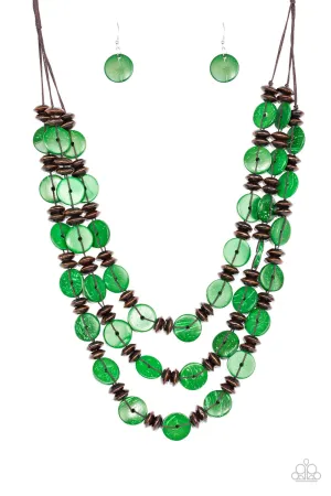 Paparazzi Key West Walkabout Green Short Necklace
