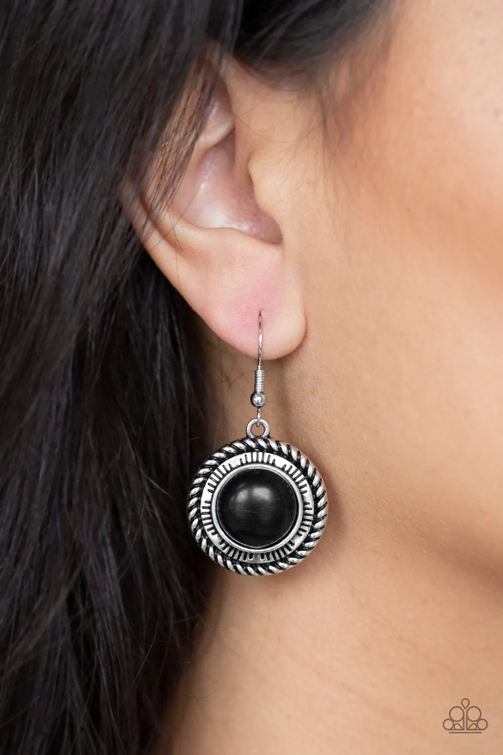 Paparazzi Natural-Born Nomad Black Fishhook Earrings - P5SE-BKXX-121XX