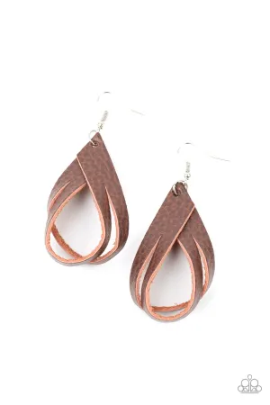 Paparazzi That's A STRAP Brown Fishhook Earrings - P5SE-BNXX-157XX