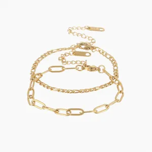 Paperclip Figaro Bracelet Set