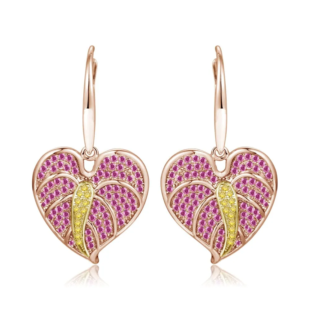 Pavé Ruby Anthurium Earrings