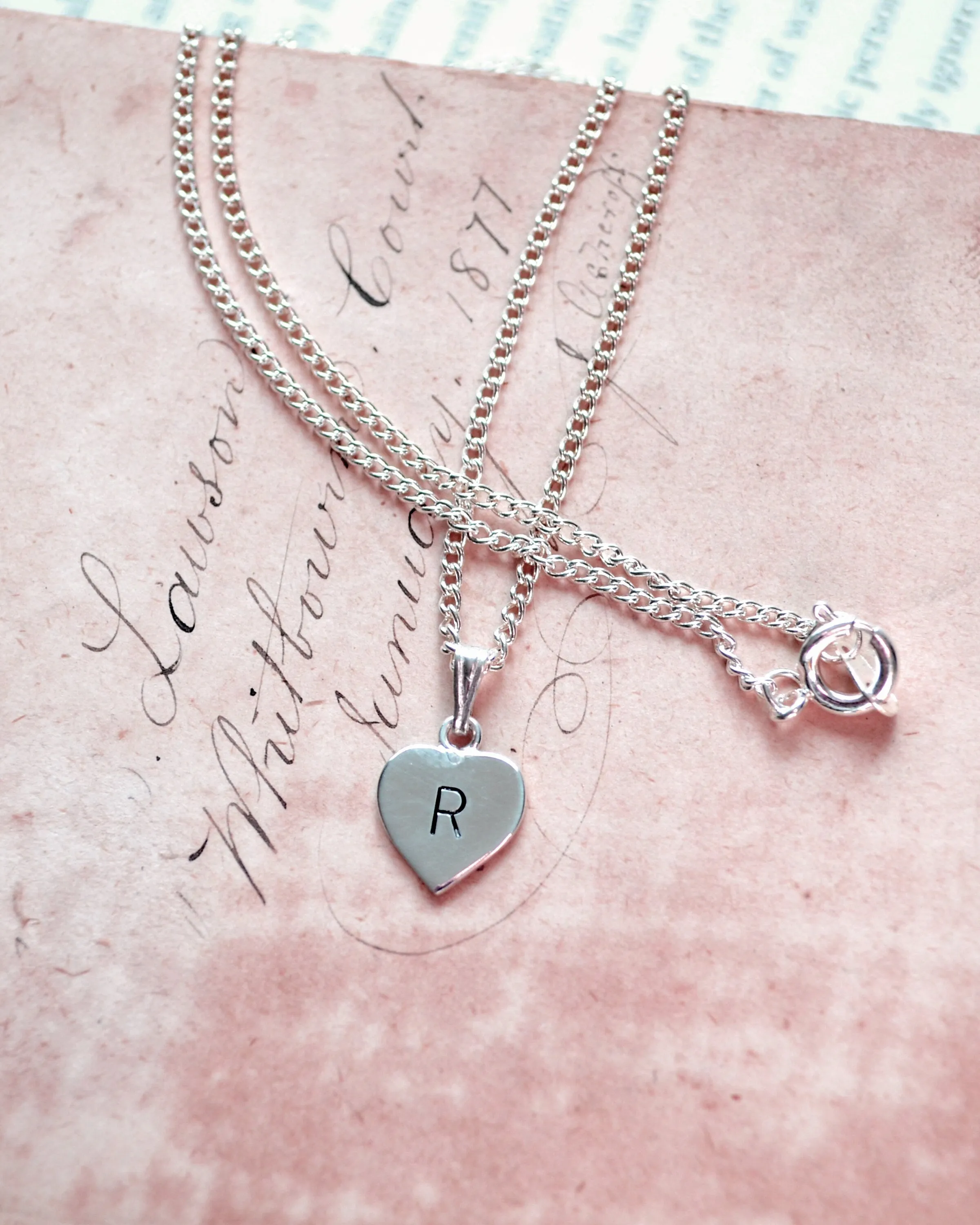 Personalised Silver Heart Initial Necklace, minimalist gift