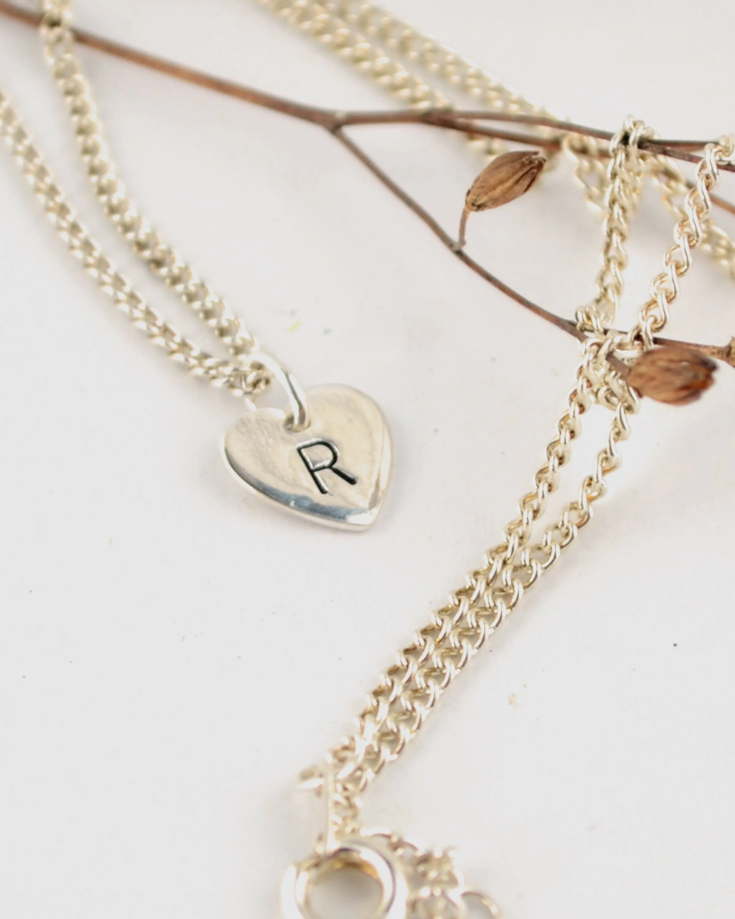 Personalised Silver Heart Initial Necklace, minimalist gift