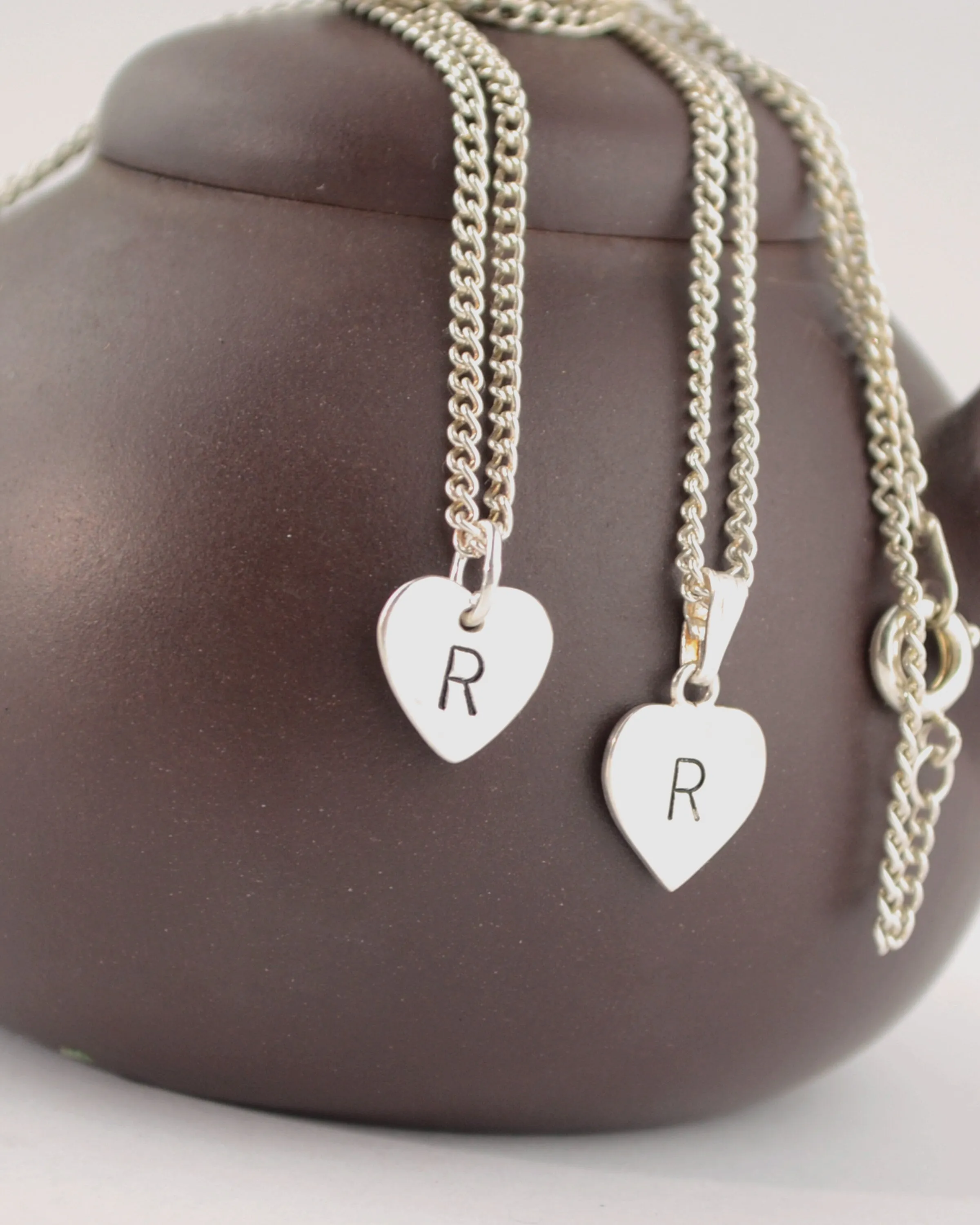Personalised Silver Heart Initial Necklace, minimalist gift