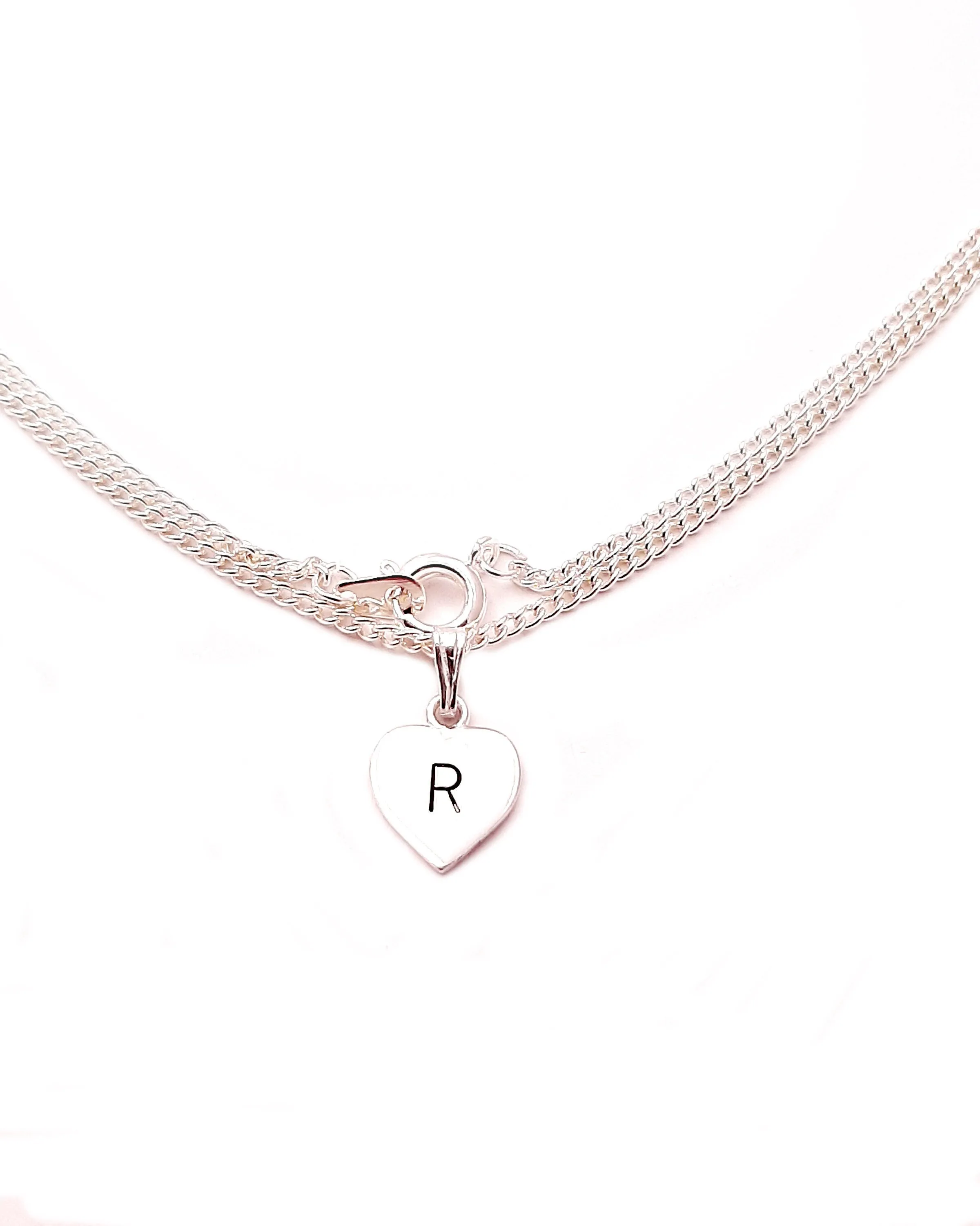 Personalised Silver Heart Initial Necklace, minimalist gift