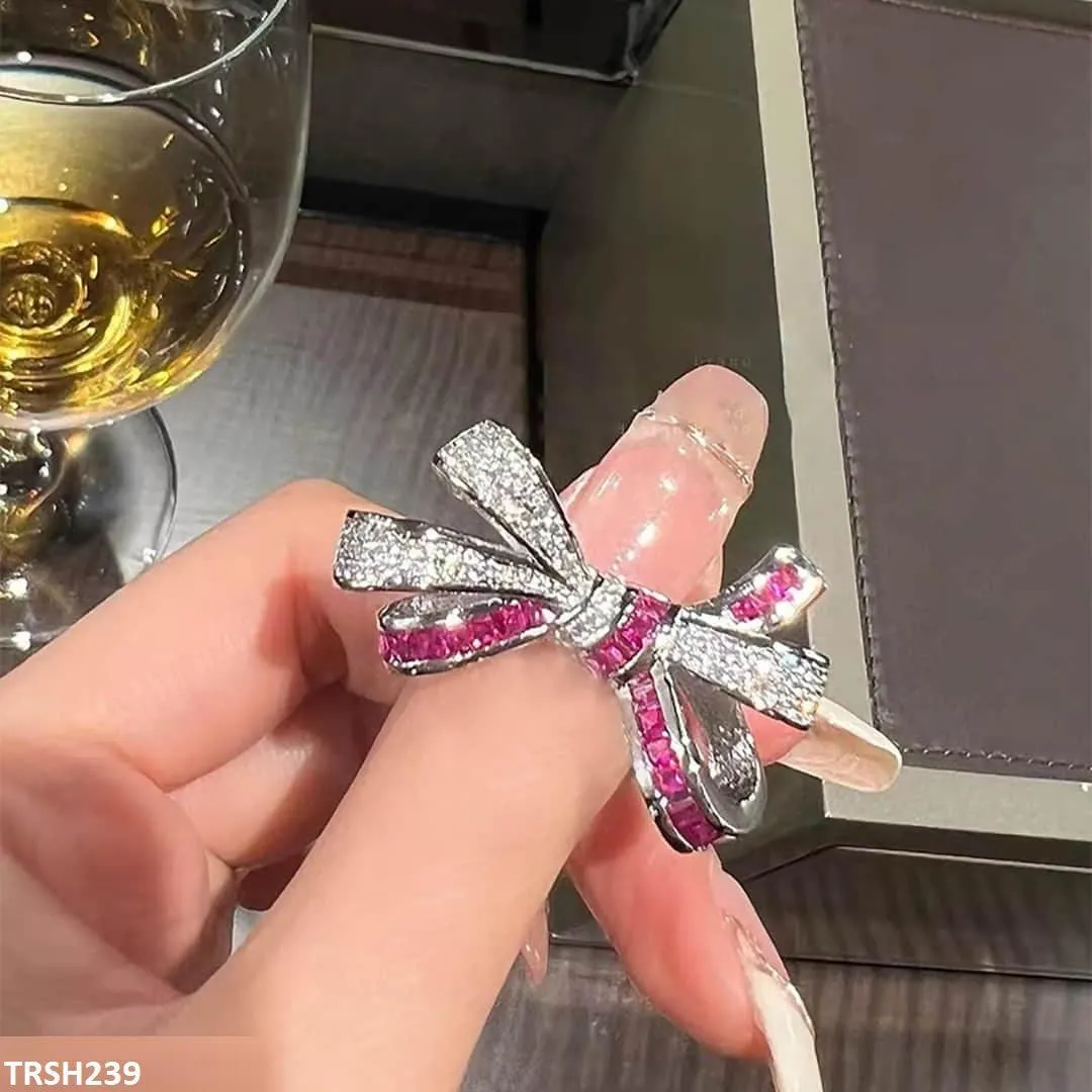 Pink/White Bow Adjustable Ring