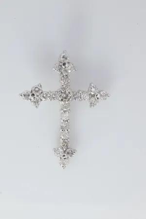Platinum Diamond Cross Pendant. PT900 0.5ct Diamond Crucifix Pendant.