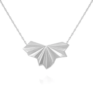 Pleated Fan Necklace Silver