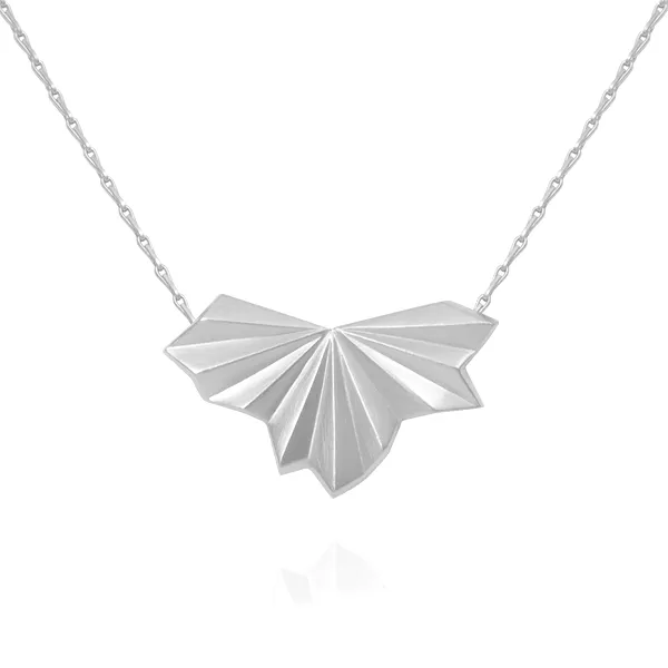 Pleated Fan Necklace Silver
