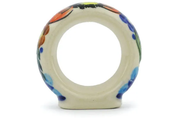Polish Pottery 2" Napkin Ring Bold Poppies